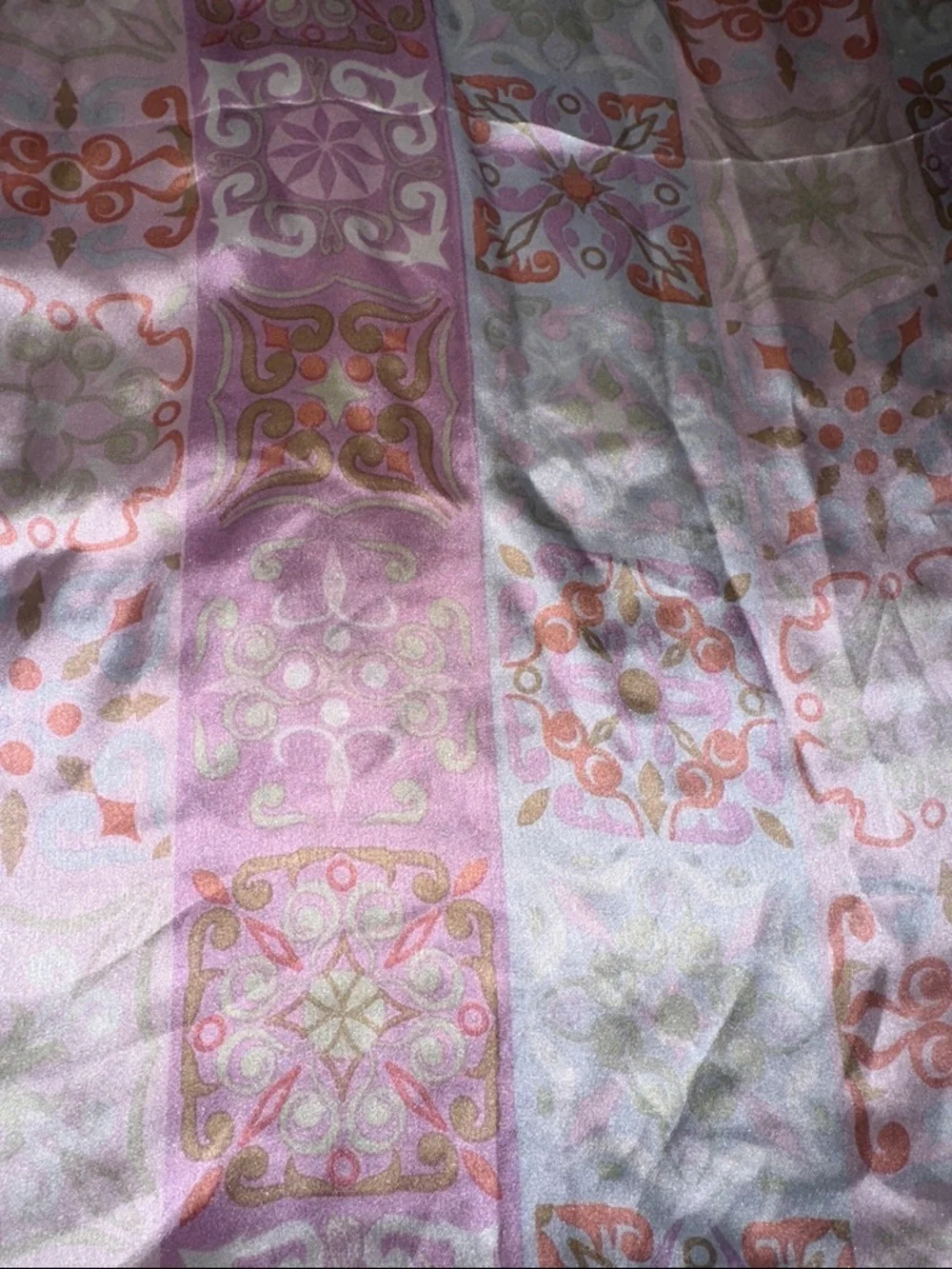 Pastel Pink Purple & Light Blue Patterned Lightweight Women's Silky Scarf Glam